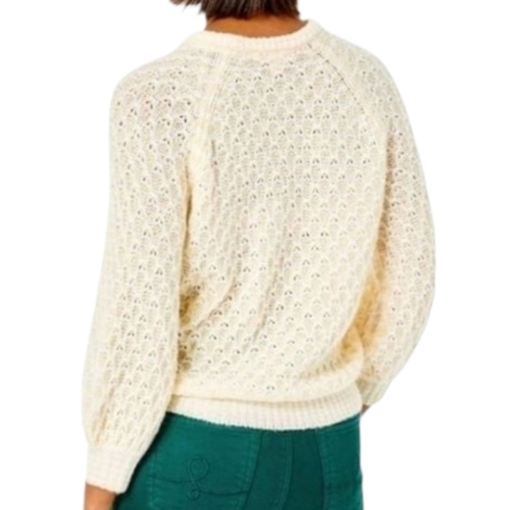 NWT Lilly Pulitzer Corabelle Crewneck Honeycomb Knit Sweater Coconut Cream Small - Picture 5 of 16